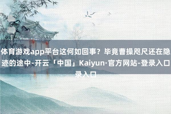 体育游戏app平台这何如回事?毕竟曹操咫尺还在隐迹的途中-开云「中国」Kaiyun·官方网站-登录入口